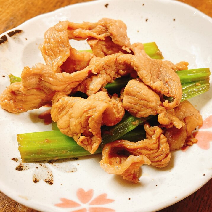 葉ごぼうと豚肉の甘辛炒め